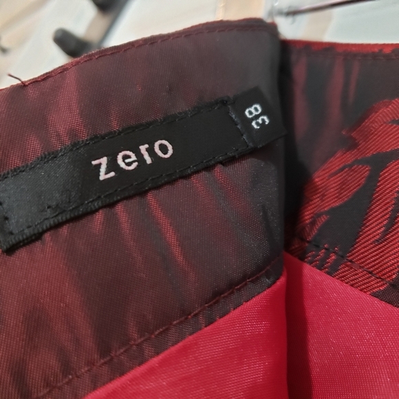 Zero A Line Pleat Floral Skirt Womens 6 Red Knee Length Layered EUR 38 Bow Waist - Picture 8 of 10